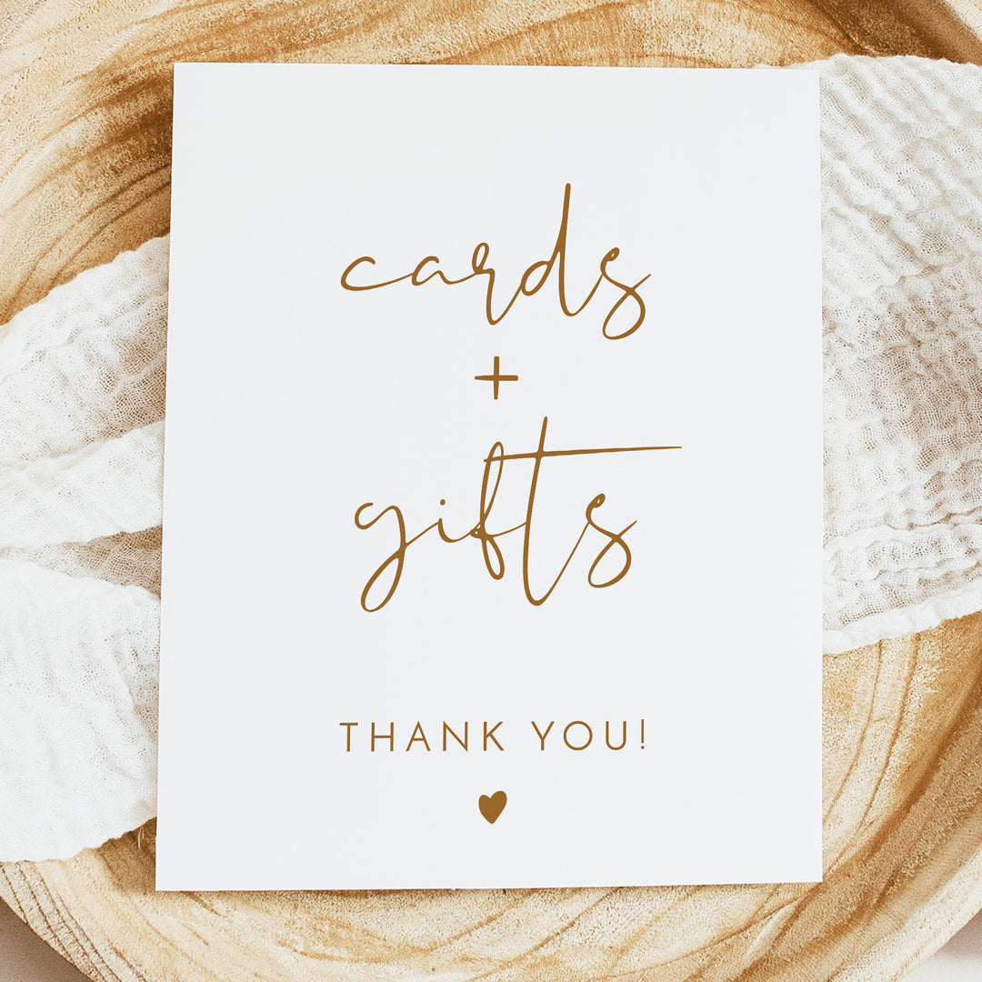 INDIE Rustic Calligraphy Cards and Gifts Table Sign