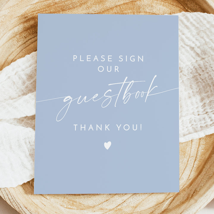 KENNEDY Modern Sky Blue Sign Our Guest Book Table Sign - Unframed