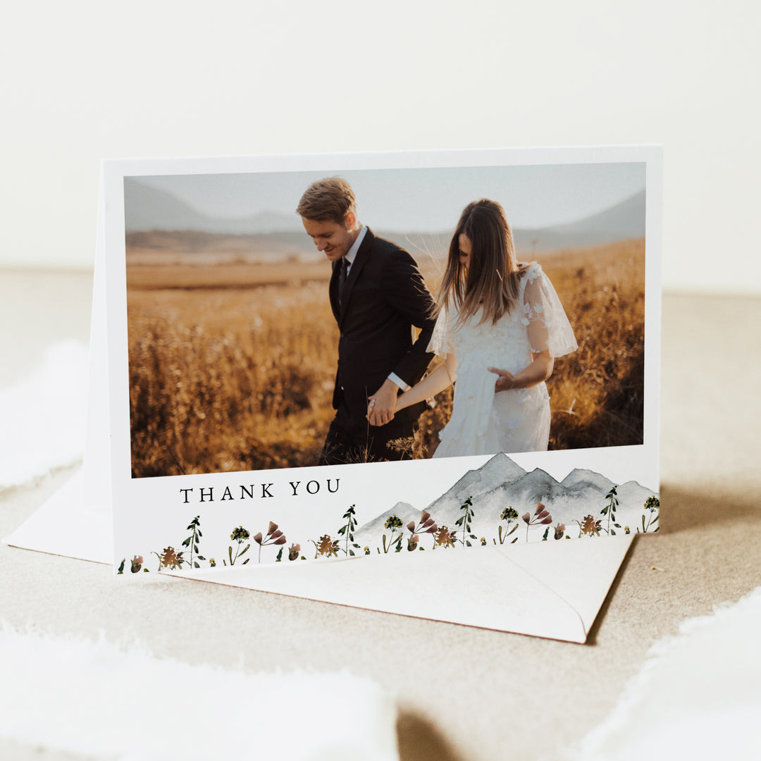 HEIDI Rustic Boho Wedding Photo Thank You Card