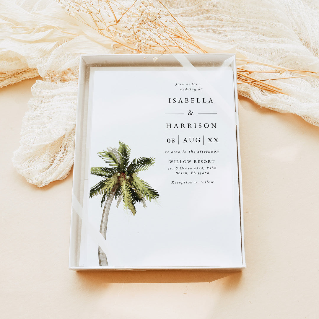 MONA Tropical Destination Wedding Invitations with Photo