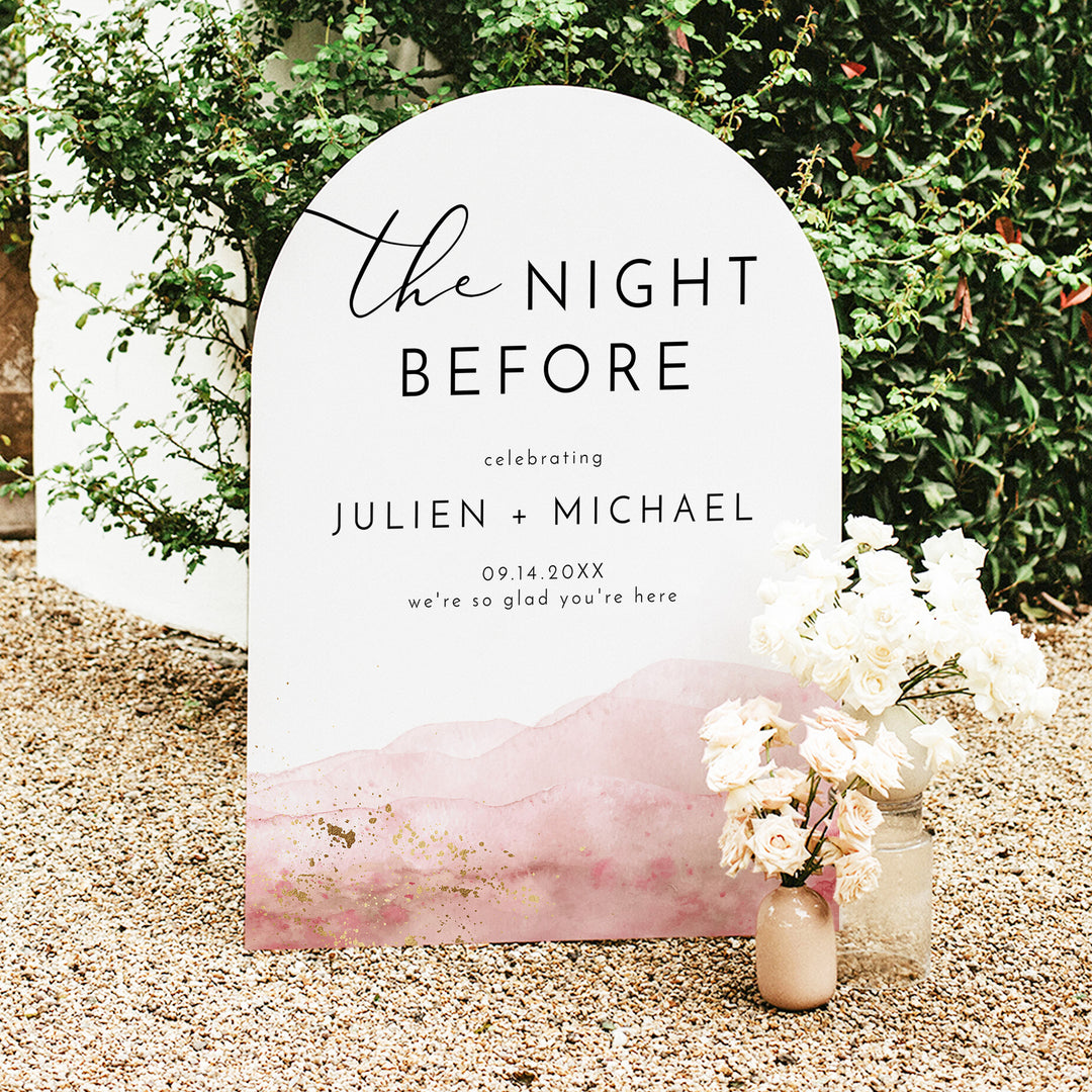 JULIEN Modern Blush Pink Wedding Rehearsal Dinner Sign