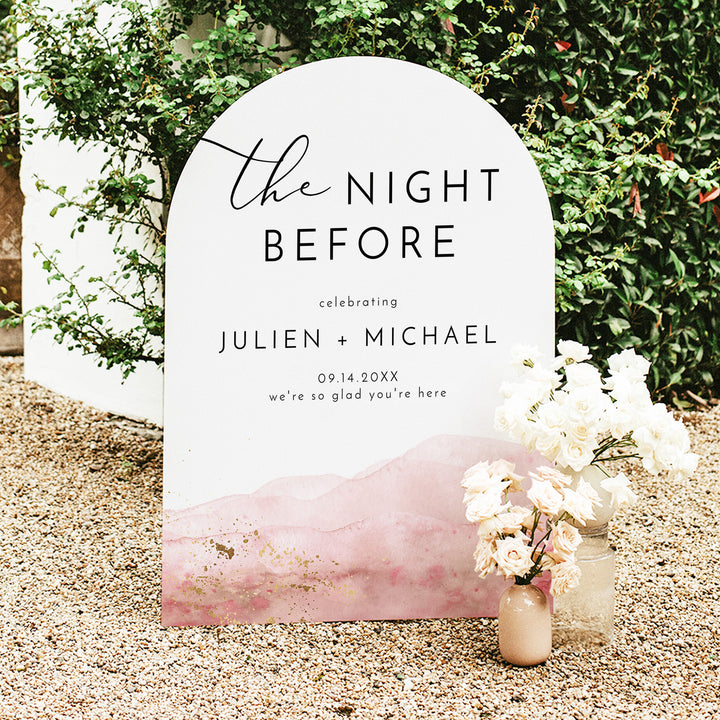 JULIEN Modern Blush Pink Wedding Rehearsal Dinner Sign