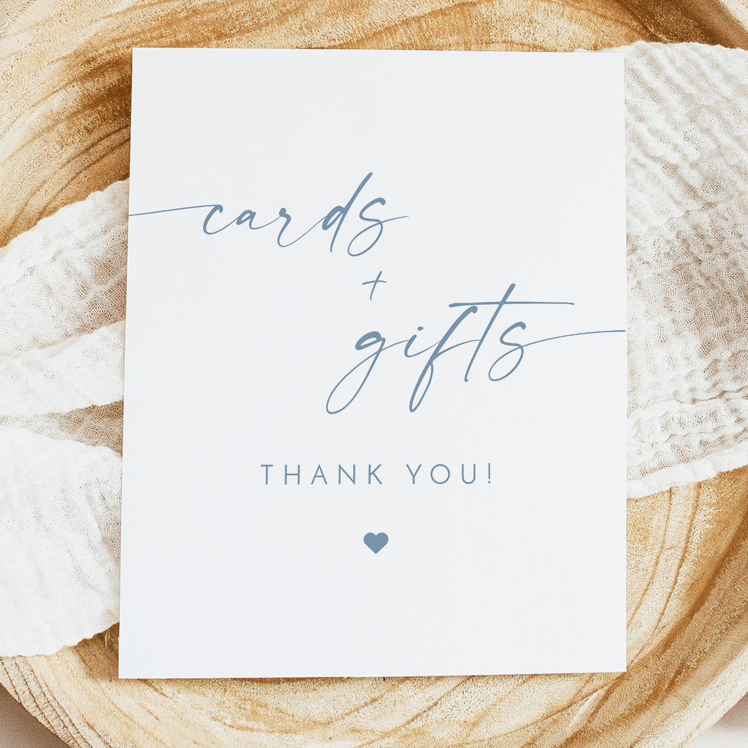 KENNEDY Minimalist Dusty Blue Boho Cards and Gifts Sign
