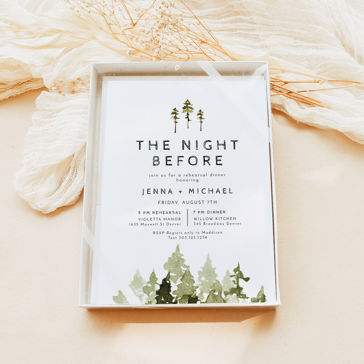 JENNA The Night Before Outdoor Wedding Rehearsal Dinner Invitation