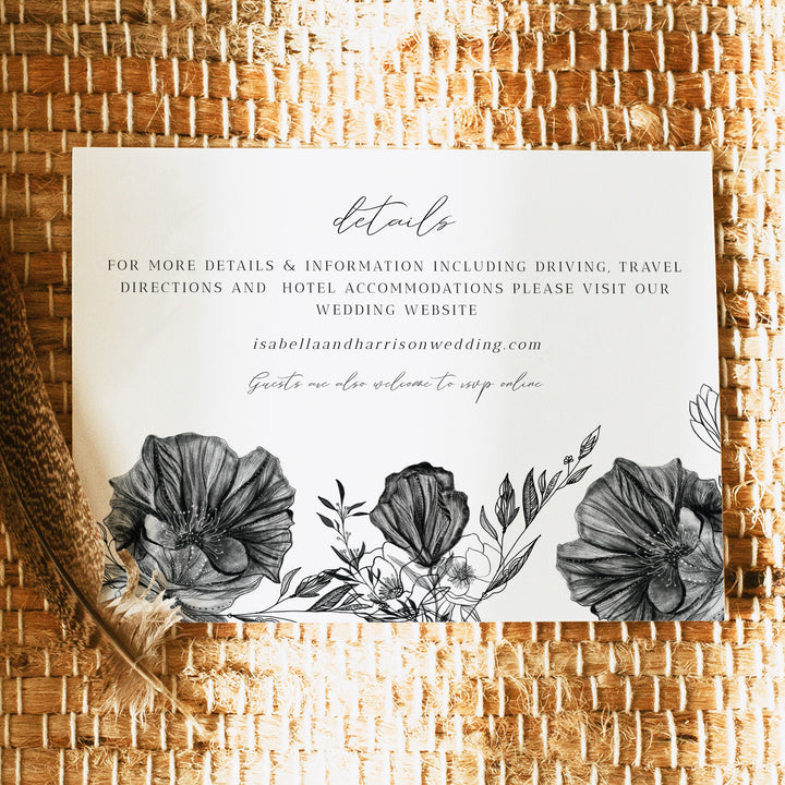 NOVA Moody Romantic Halloween Wedding Details Card