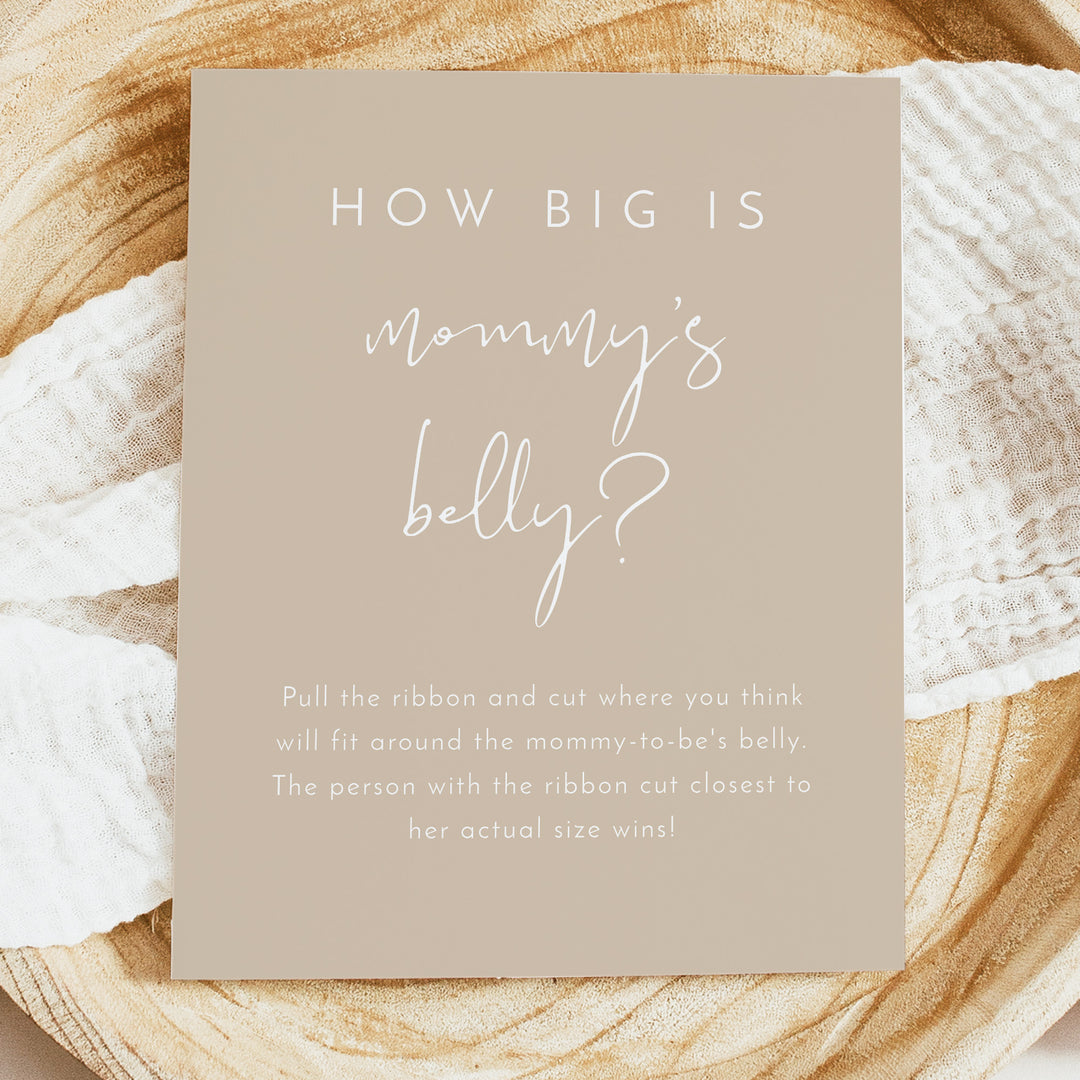 INDIE How Big is Mommy's Belly Boho Baby Shower Game Sign - Unframed