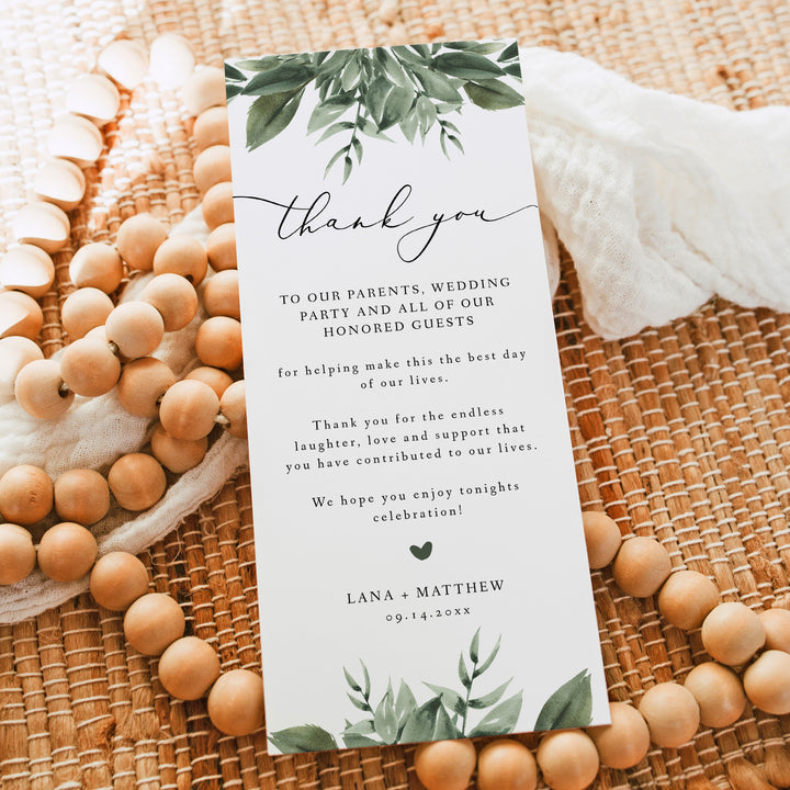 LANA Romantic Garden Wedding Table Thank You Cards