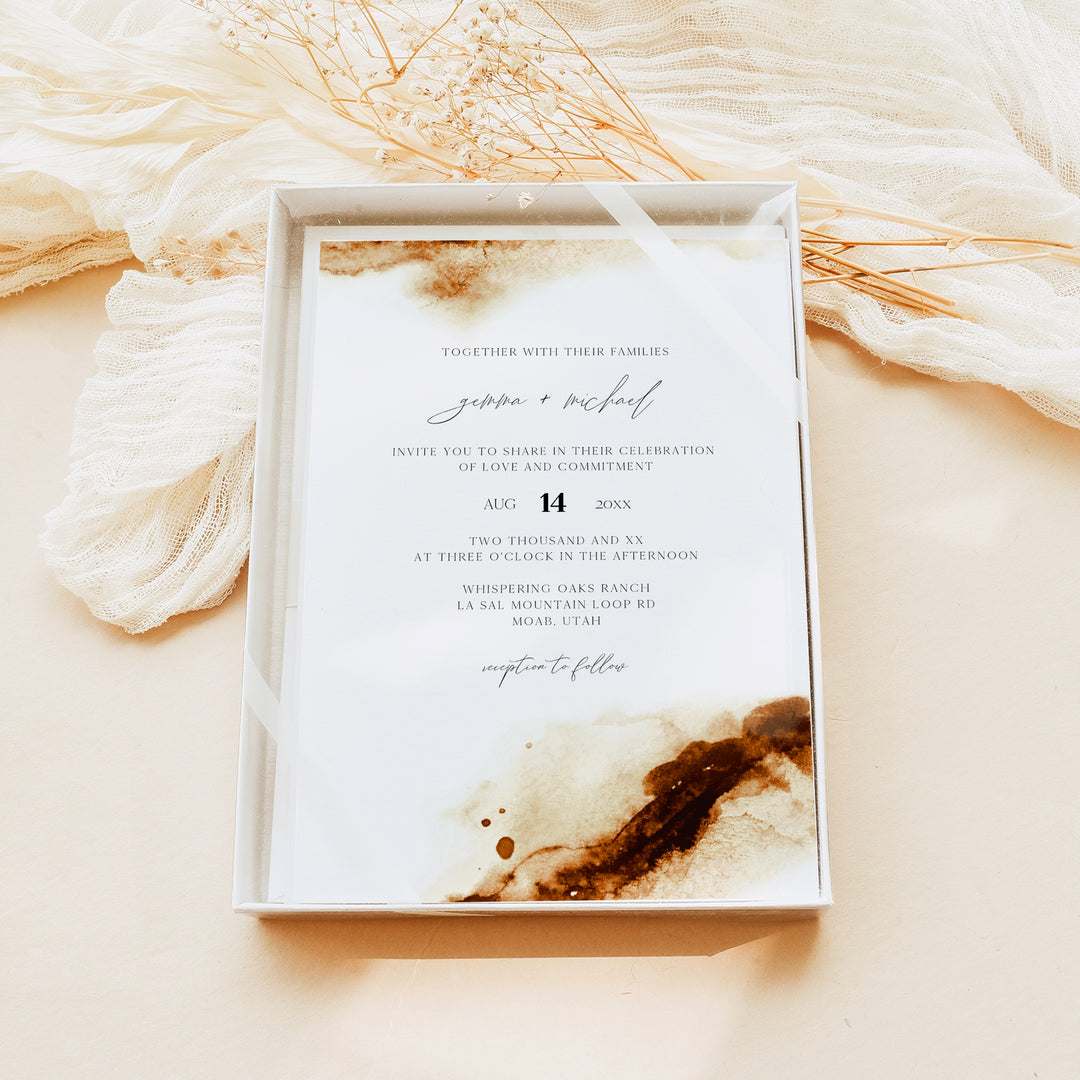 JAYLA Modern Copper Boho Photo Wedding Invitation