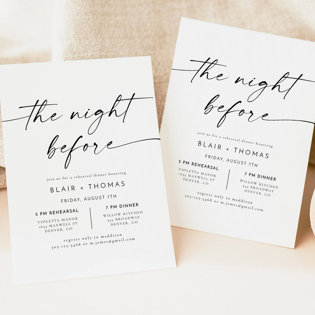 BLAIR The Night Before Minimalist Rehearsal Dinner Invitation