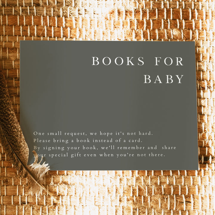 NINA Modern Boho Green Baby Shower Books for Baby Card