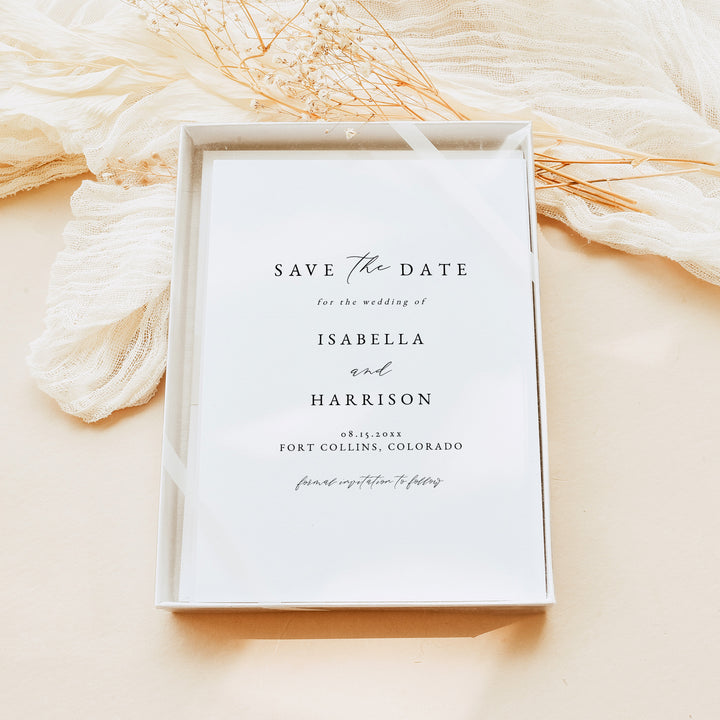 MARAH Modern Minimalist Wedding Save the Date Invitation with Photo