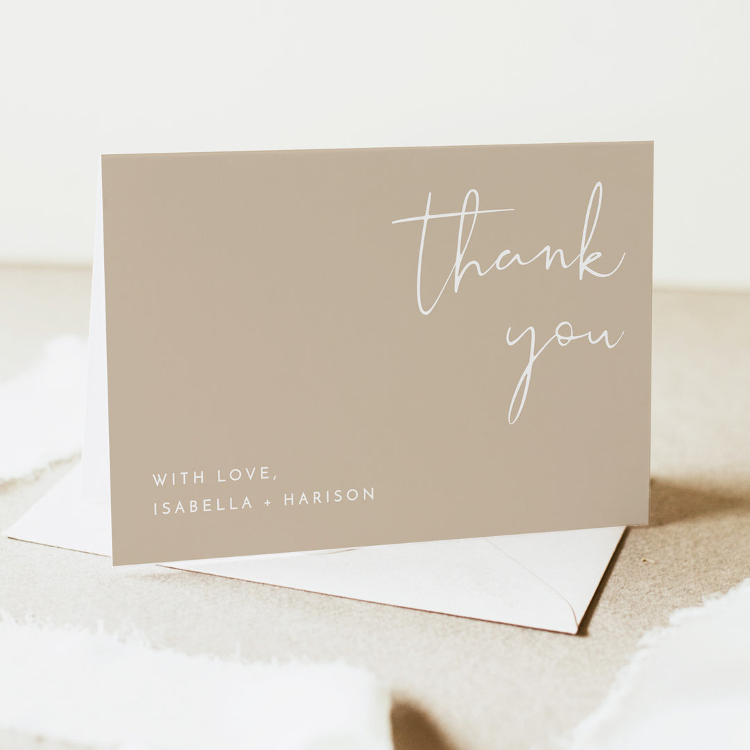 INDIE Personalized Beige Boho Thank You Card with Envelopes