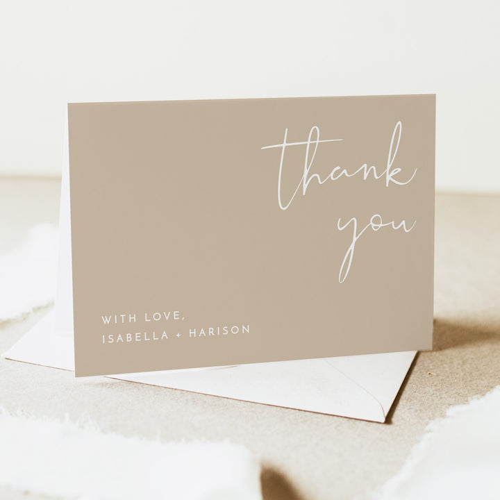 INDIE Personalized Beige Boho Thank You Card with Envelopes