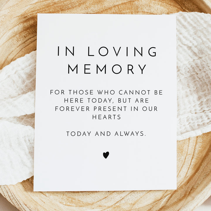 KENNEDY In Loving Memory Table Sign for Minimalist Wedding