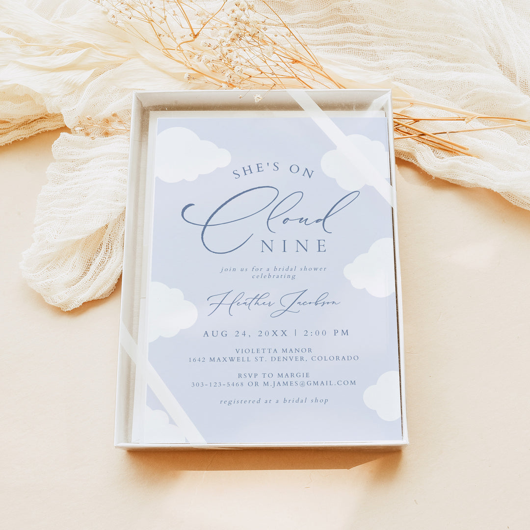 CAPRICE She's On Cloud Nine Blue Bridal Shower Invitation