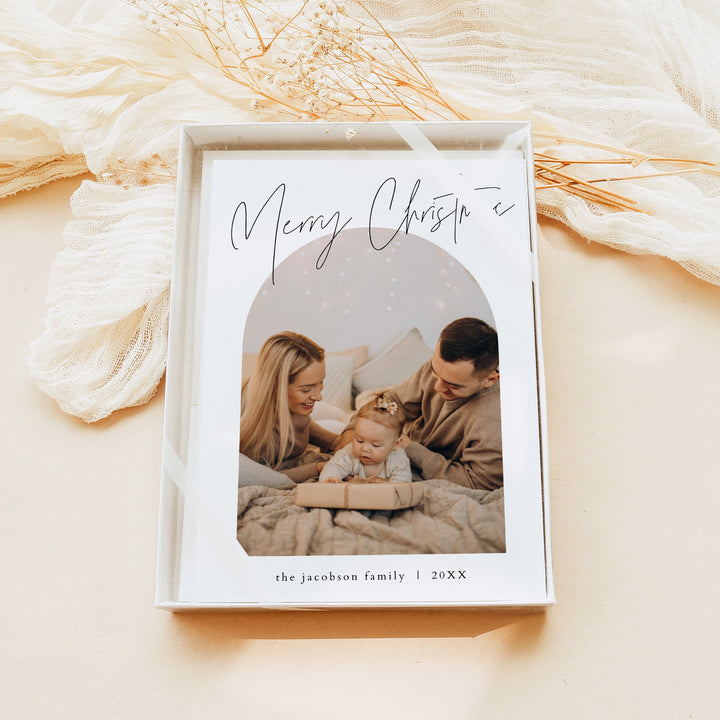 HARLOW Modern Boho Merry Christmas Family Photo Holiday Card