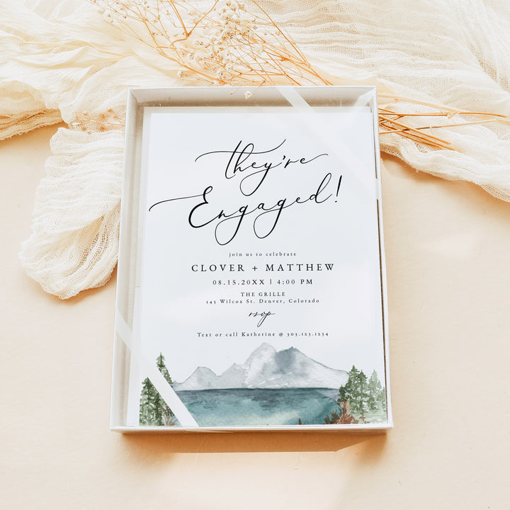 CLOVER They're Engaged Rustic Engagement Party Invitations