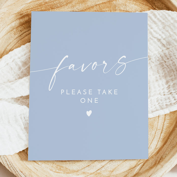 KENNEDY Dusty Blue Boho Coastal Favors Table Sign - Unframed