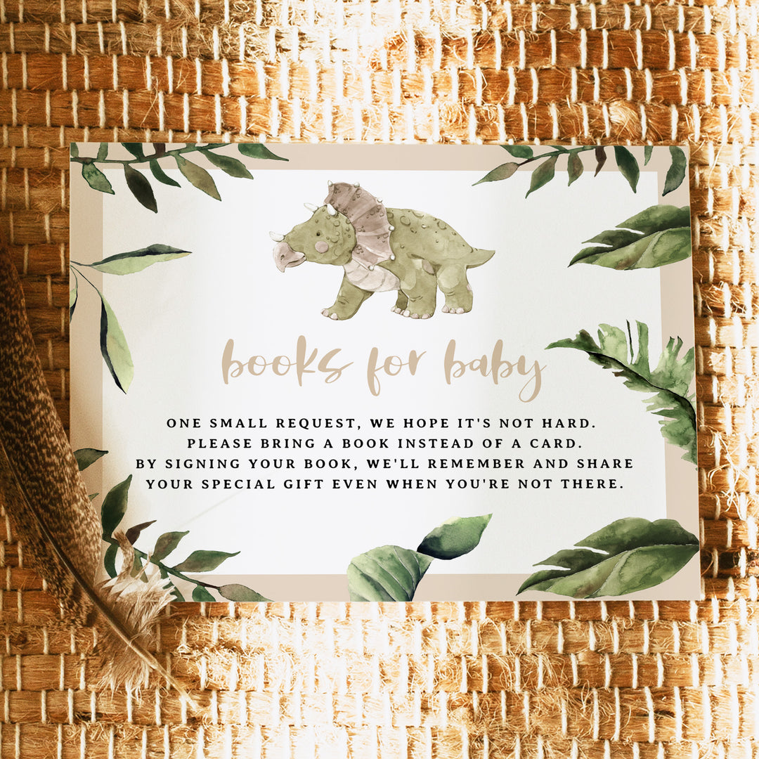 SPIKE Rustic Dinosaur Baby Boy Shower Books for Baby Card