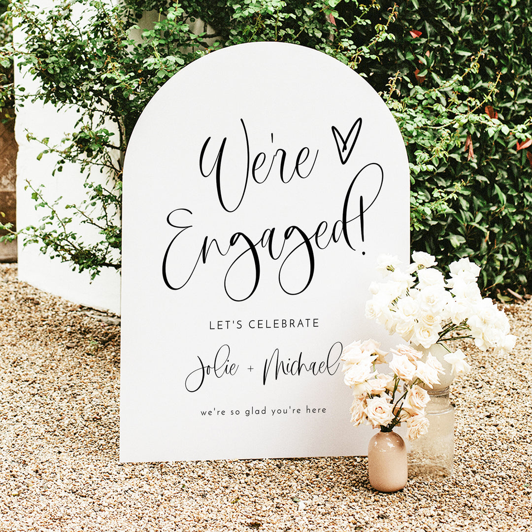 JOLIE We're Engaged Romantic Script Engagement Party Welcome Sign