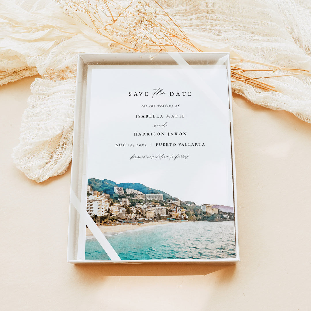 PUERTO VALLARTA Mexico Beach Wedding Save the Date Cards with Photo