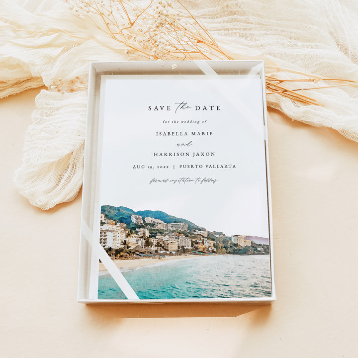 PUERTO VALLARTA Mexico Beach Wedding Save the Date Cards with Photo