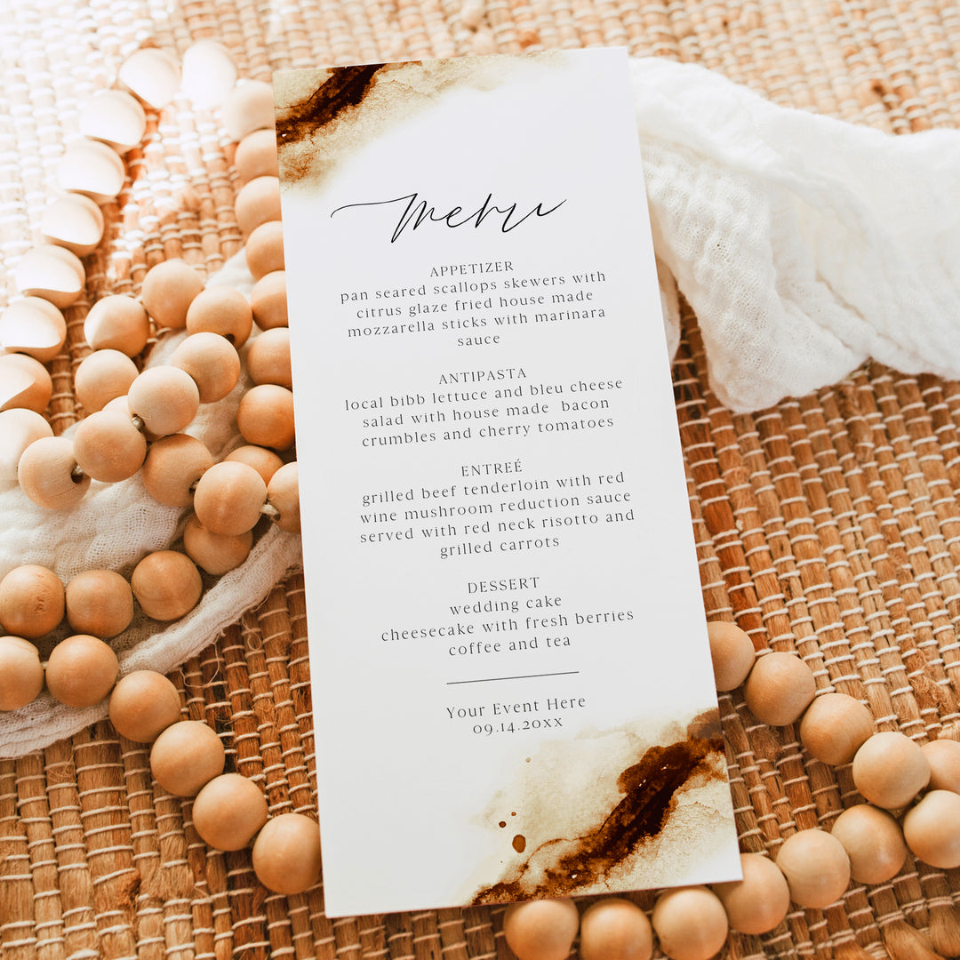 JAYLA Bohemian Burnt Orange Terracotta Menu Cards