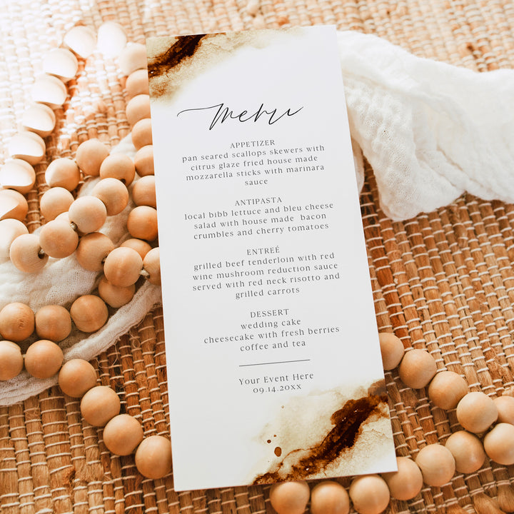 JAYLA Bohemian Burnt Orange Terracotta Menu Cards