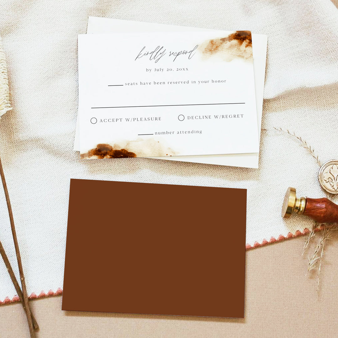 JAYLA Rustic Terracotta Wedding RSVP Cards with Envelope