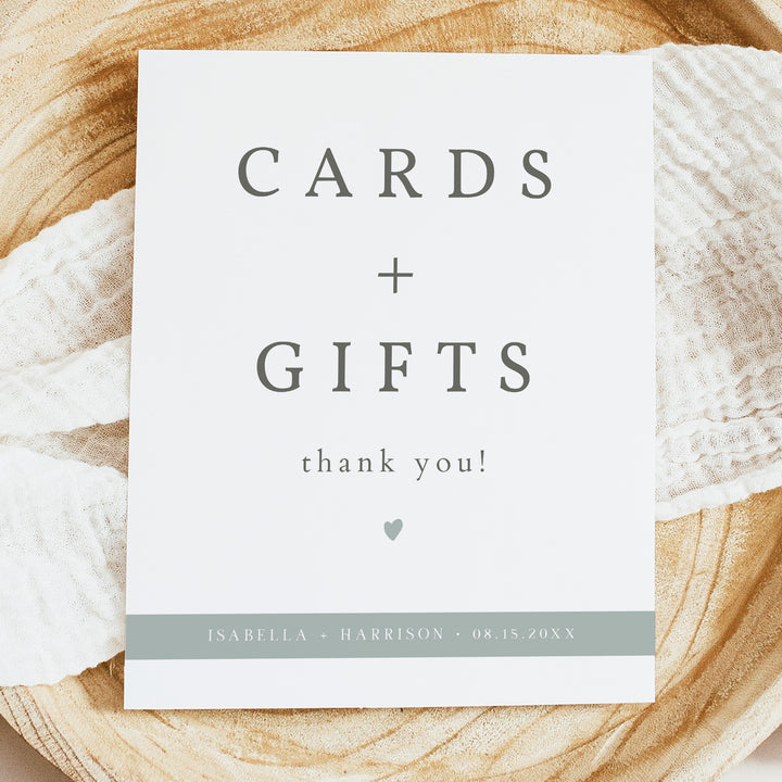 NINA Light Green Minimalist Cards and Gifts Wedding Sign