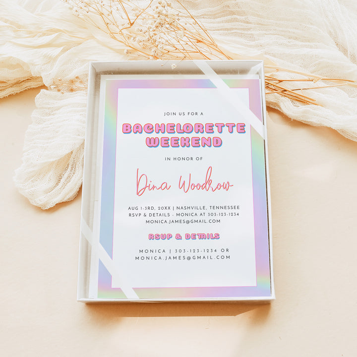 DINA Retro Y2K Disco Bachelorette Invitations & Itinerary