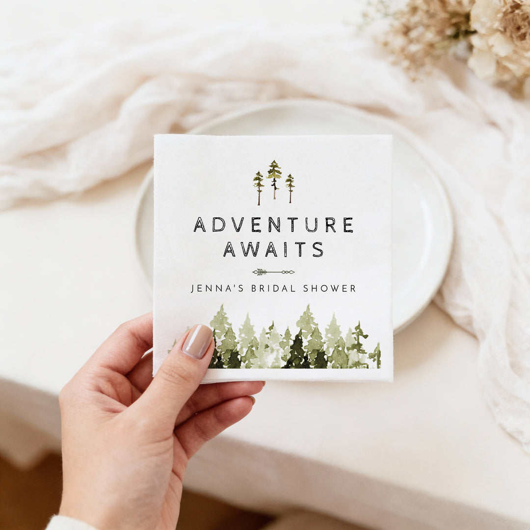 JENNA Personalized Adventure Awaits Bridal Shower Napkins