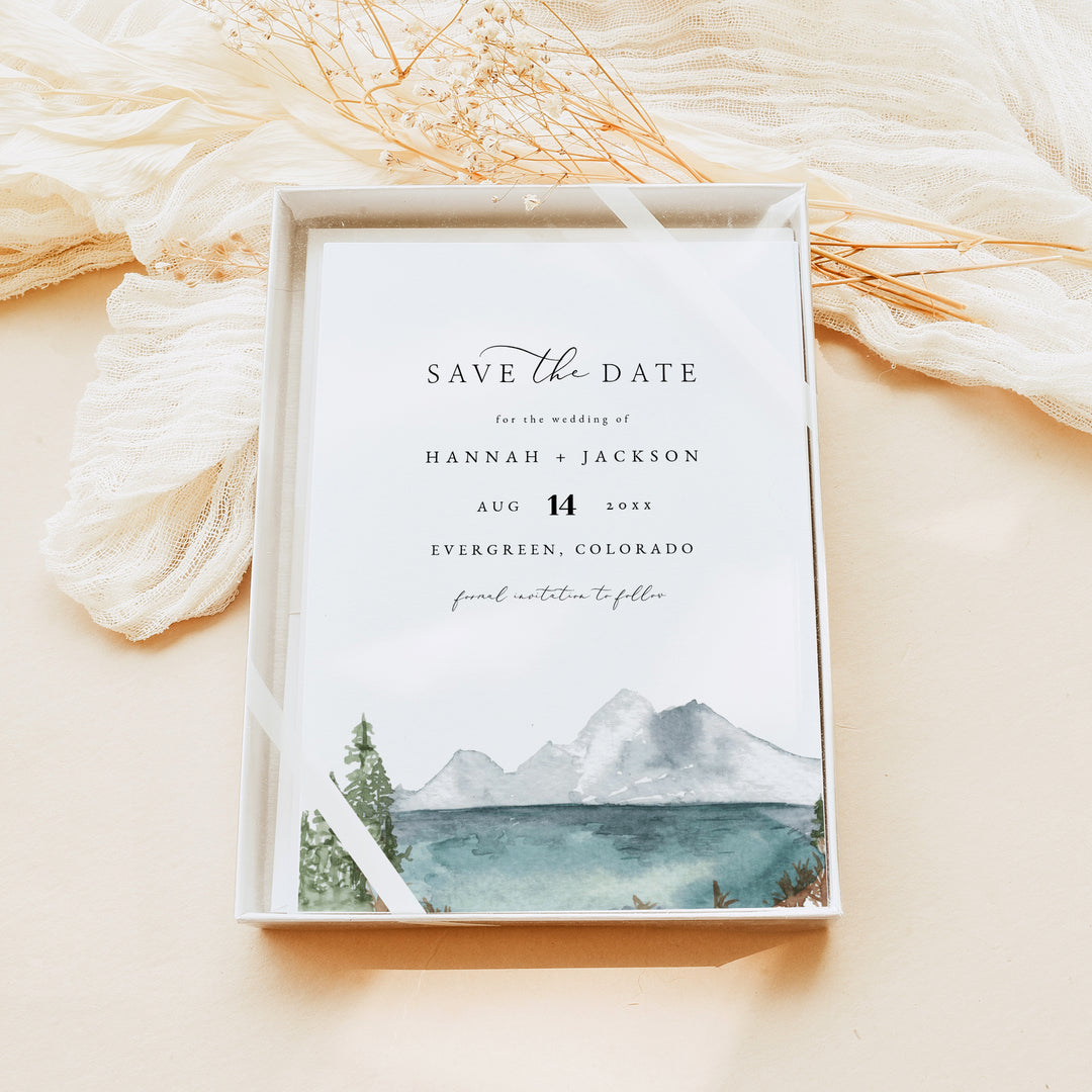 CLOVER Rustic Mountain Wedding Photo Save the Date Cards