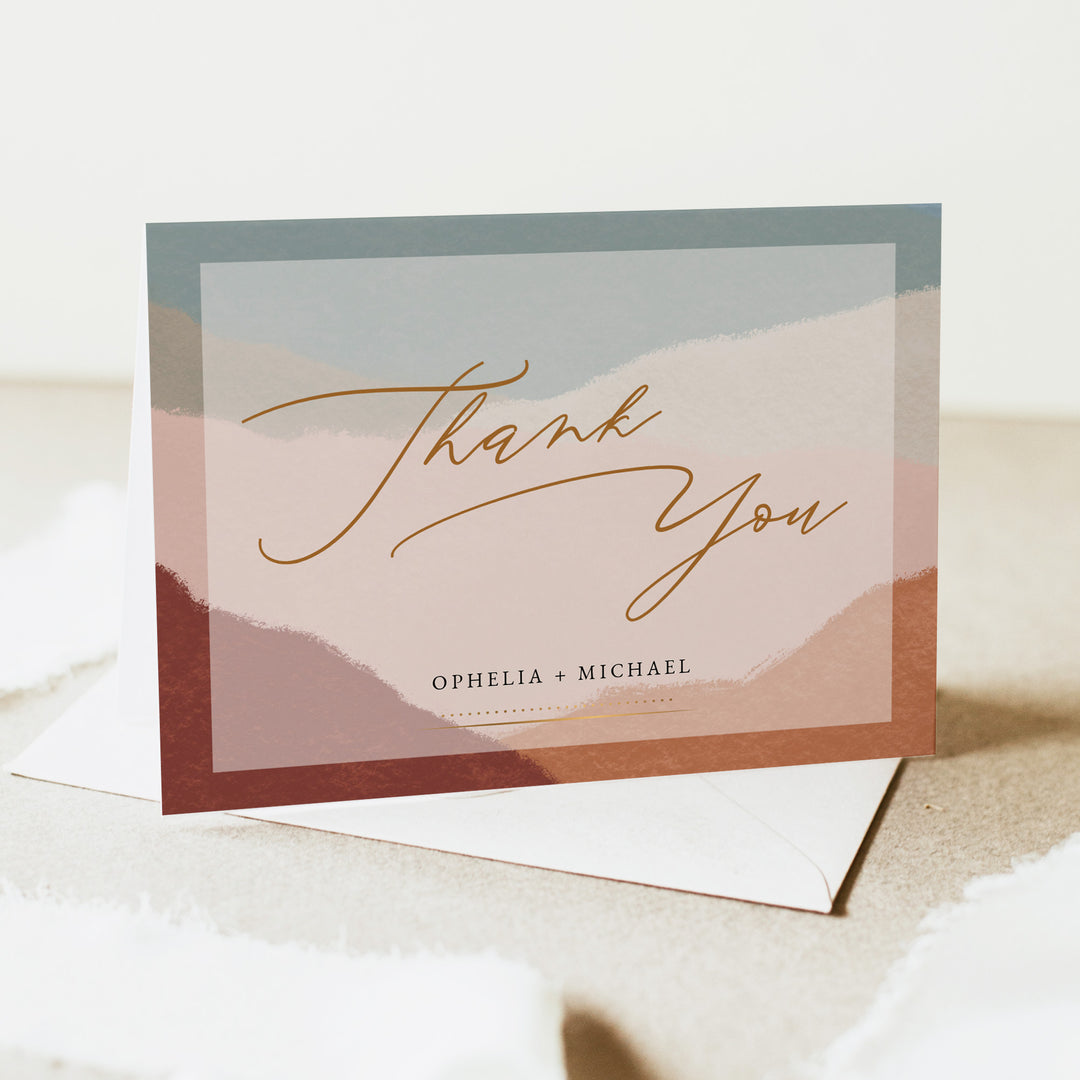 OPHELIA Personalized Boho Wedding Thank You Cards with Envelope
