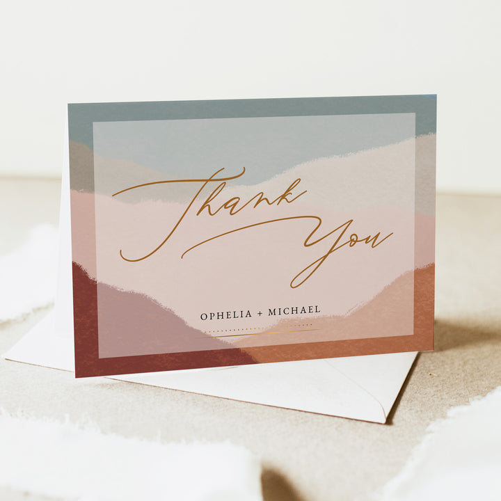 OPHELIA Personalized Boho Wedding Thank You Cards with Envelope