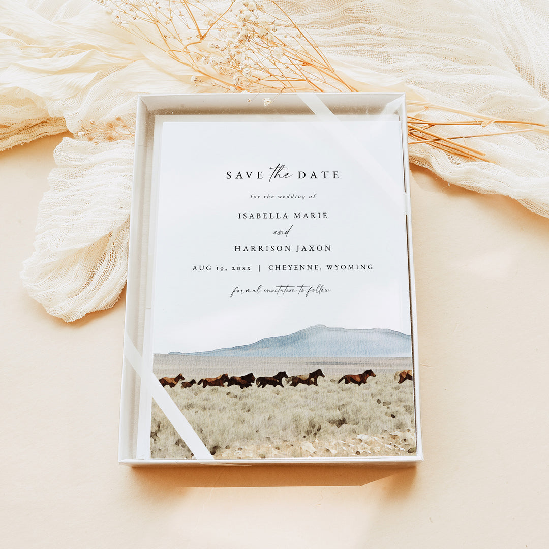CHEYENNE Wyoming Rustic Wedding Save the Date Cards