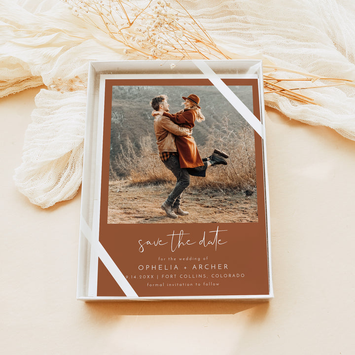 CORIANDER Rustic Boho Engagement Photo Save the Date Invitations
