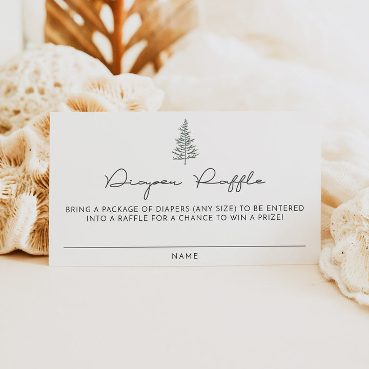TIMBER Rustic Woodland Baby Shower Diaper Raffle Cards
