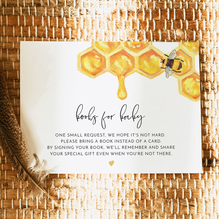 ROMY Rustic Yellow Bumble Bee Baby Shower Books for Baby Card