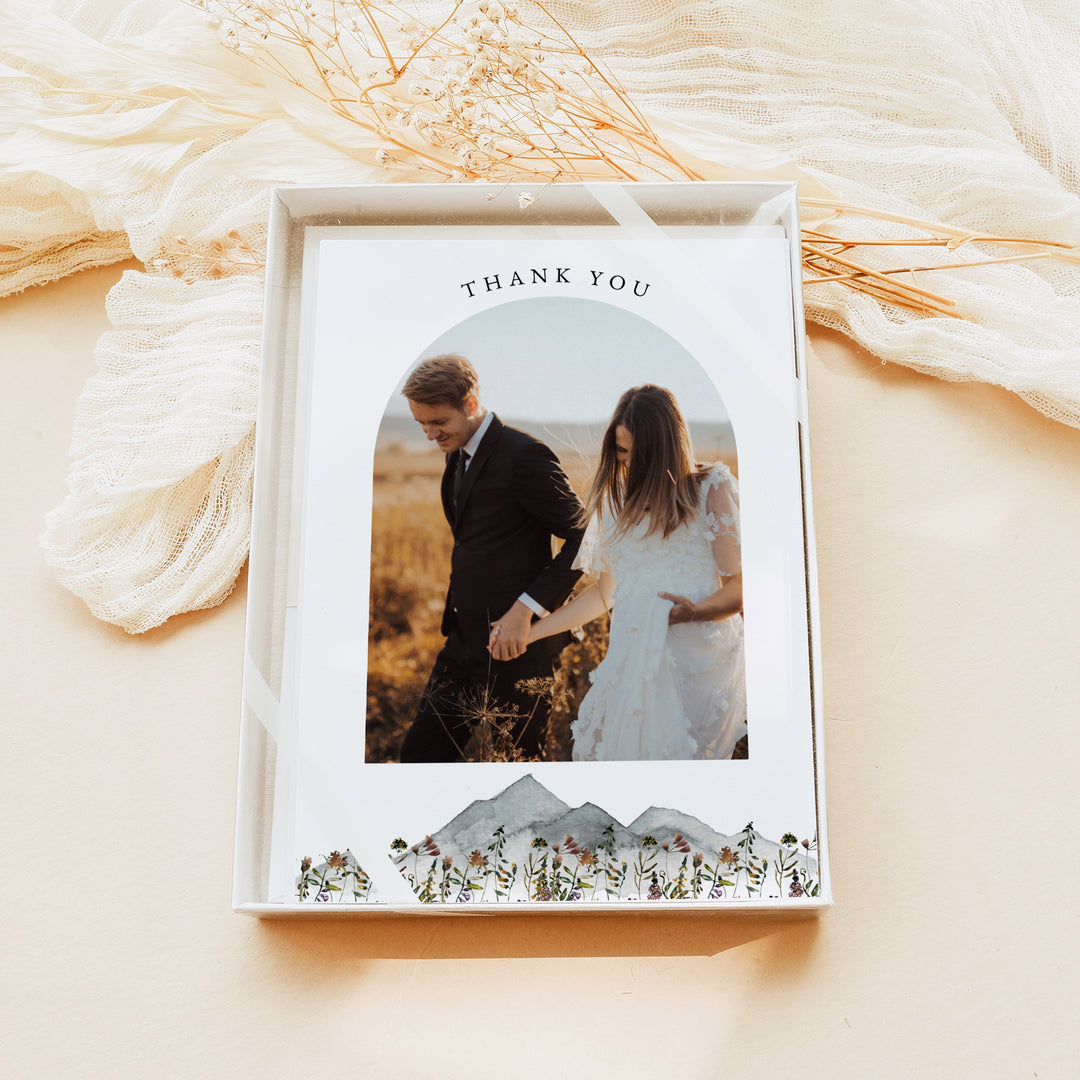 HEIDI Rustic Boho Wedding Photo Thank You Card