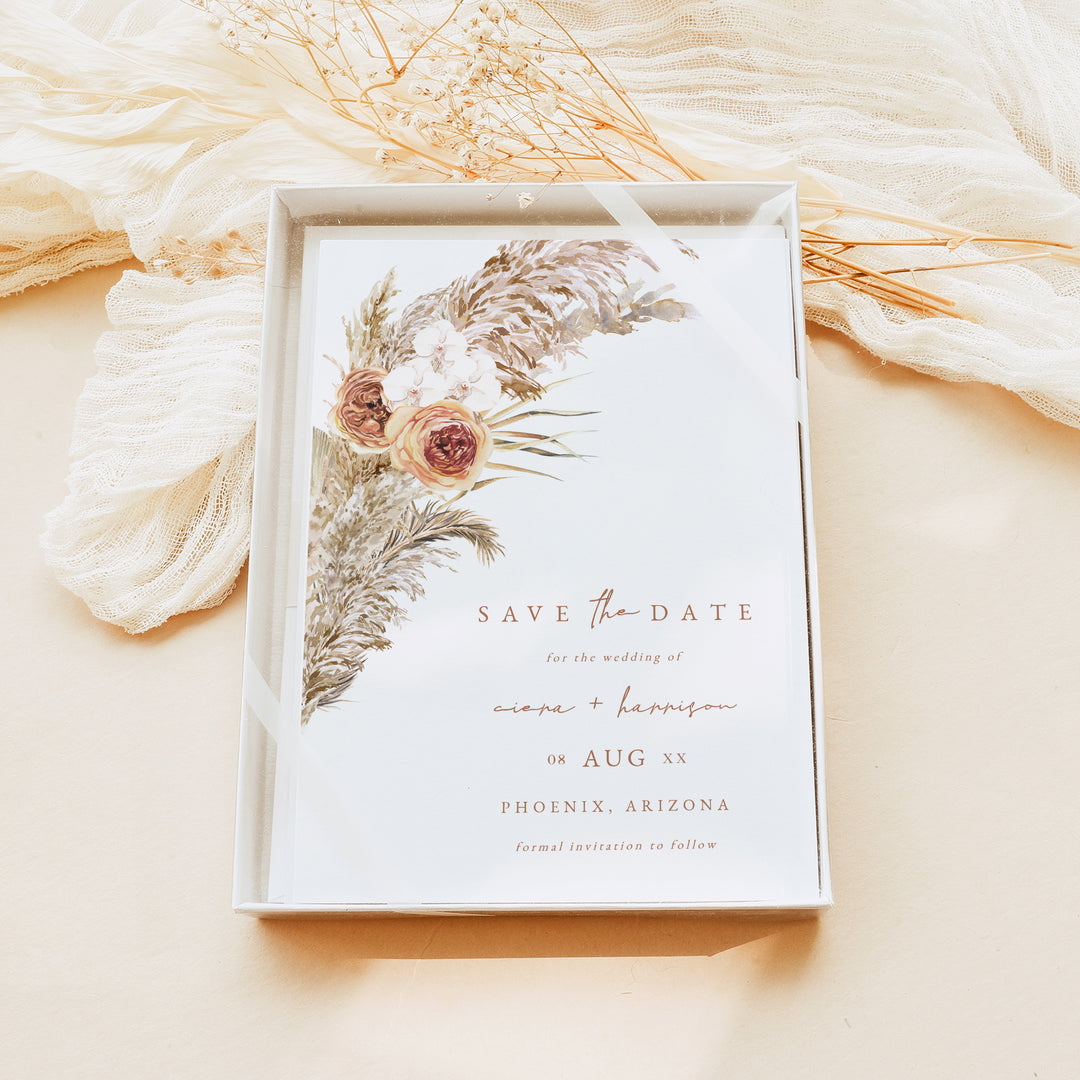 CIERA Rustic Terracotta Save the Date Invitations with Photo