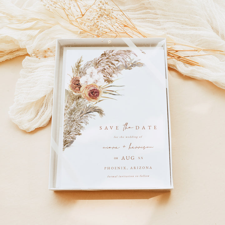 CIERA Rustic Terracotta Save the Date Invitations with Photo