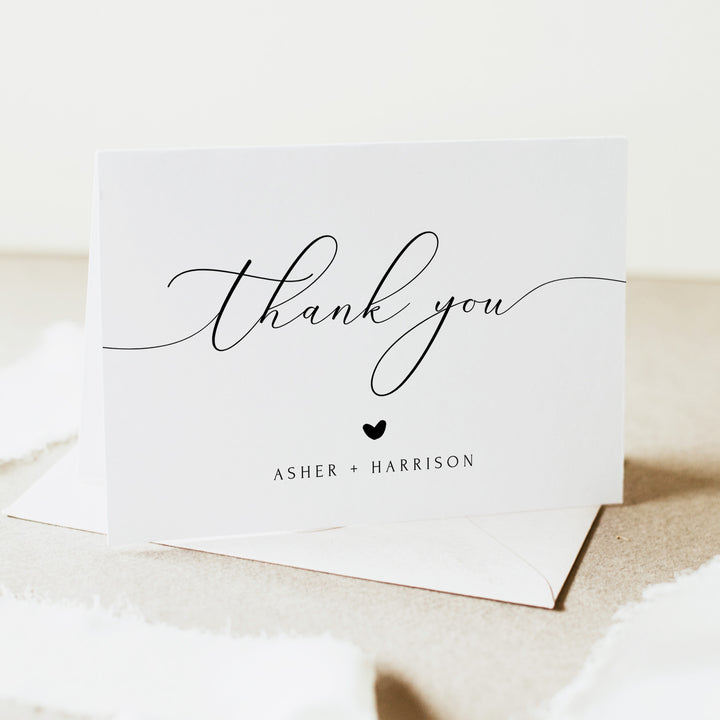 ASHER Personalized Simple Wedding Thank You Cards