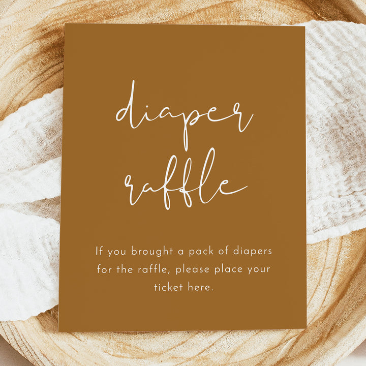 INDIE Rustic Terracotta Baby Shower Diaper Raffle Sign - Unframed