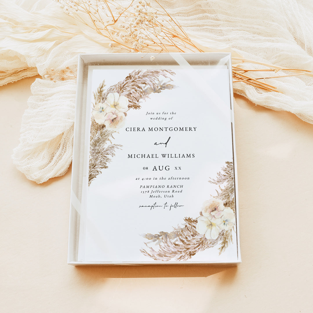 CIERA Rustic Fall Boho Wedding Invitation Card