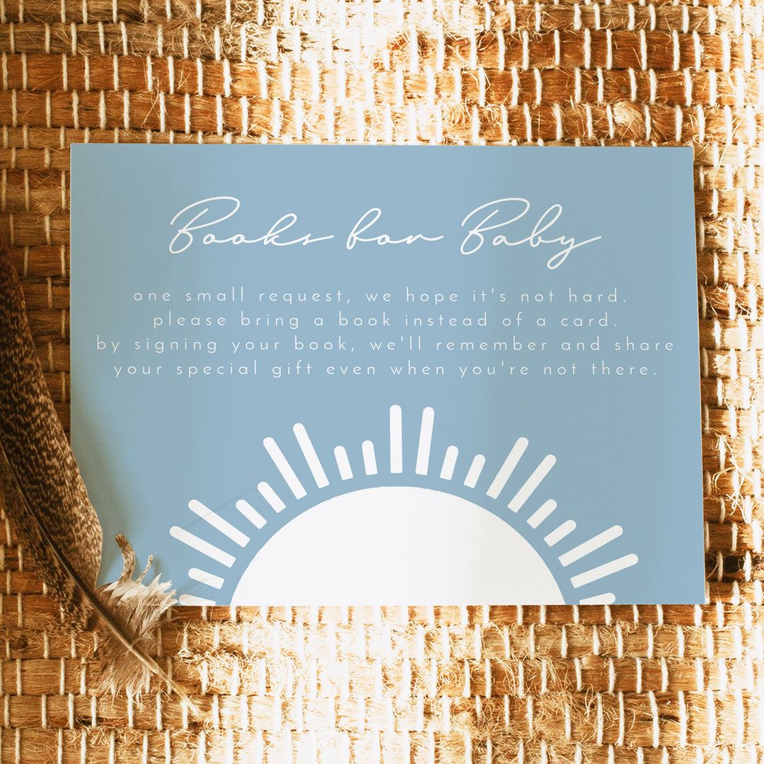OCEANSIDE Summer Baby Shower Books for Baby Blue Insert Card