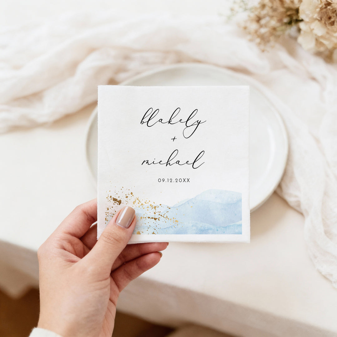 BLAKELY Personalized Elegant Beach Wedding Napkins