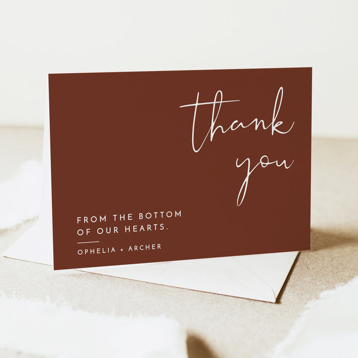 CORIANDER Personalized Burnt Orange Fall Wedding Thank You Card