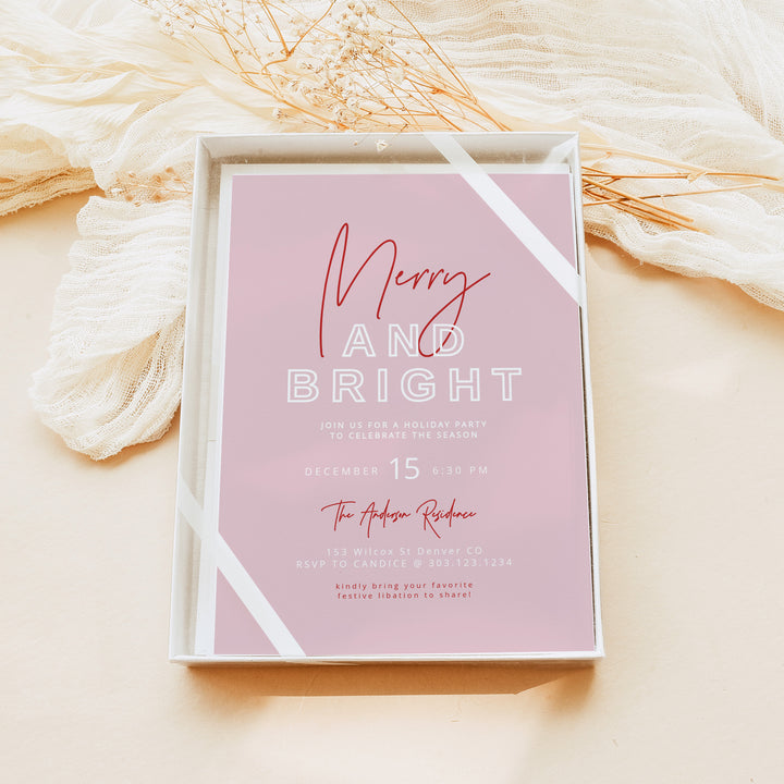 HENLEY Merry and Bright Modern Christmas Party Invitation