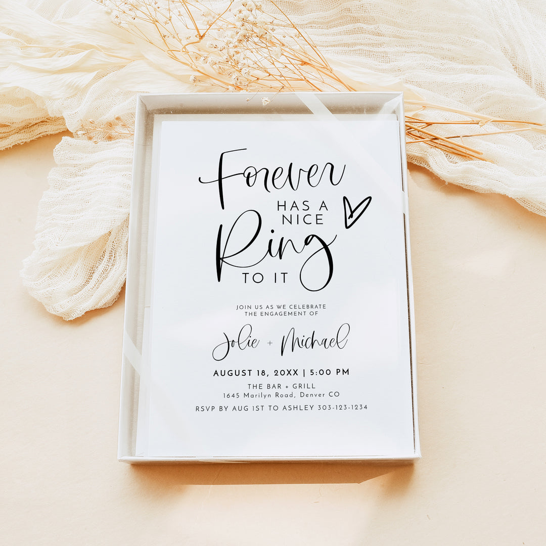JOLIE Forever has a Nice Ring to it Engagement Party Invitation with Photo